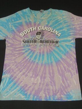 SOUTH OF THE BORDER TRUCK STOP S CAROLINA LARGE BLUE PURPLE TIE-DYE T-SHIRT L546